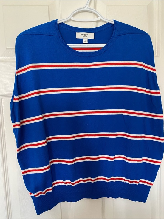 Banana Republic Sweaters - Banana Republic Royal Blue Crewneck Sweater with White and Red Stripes